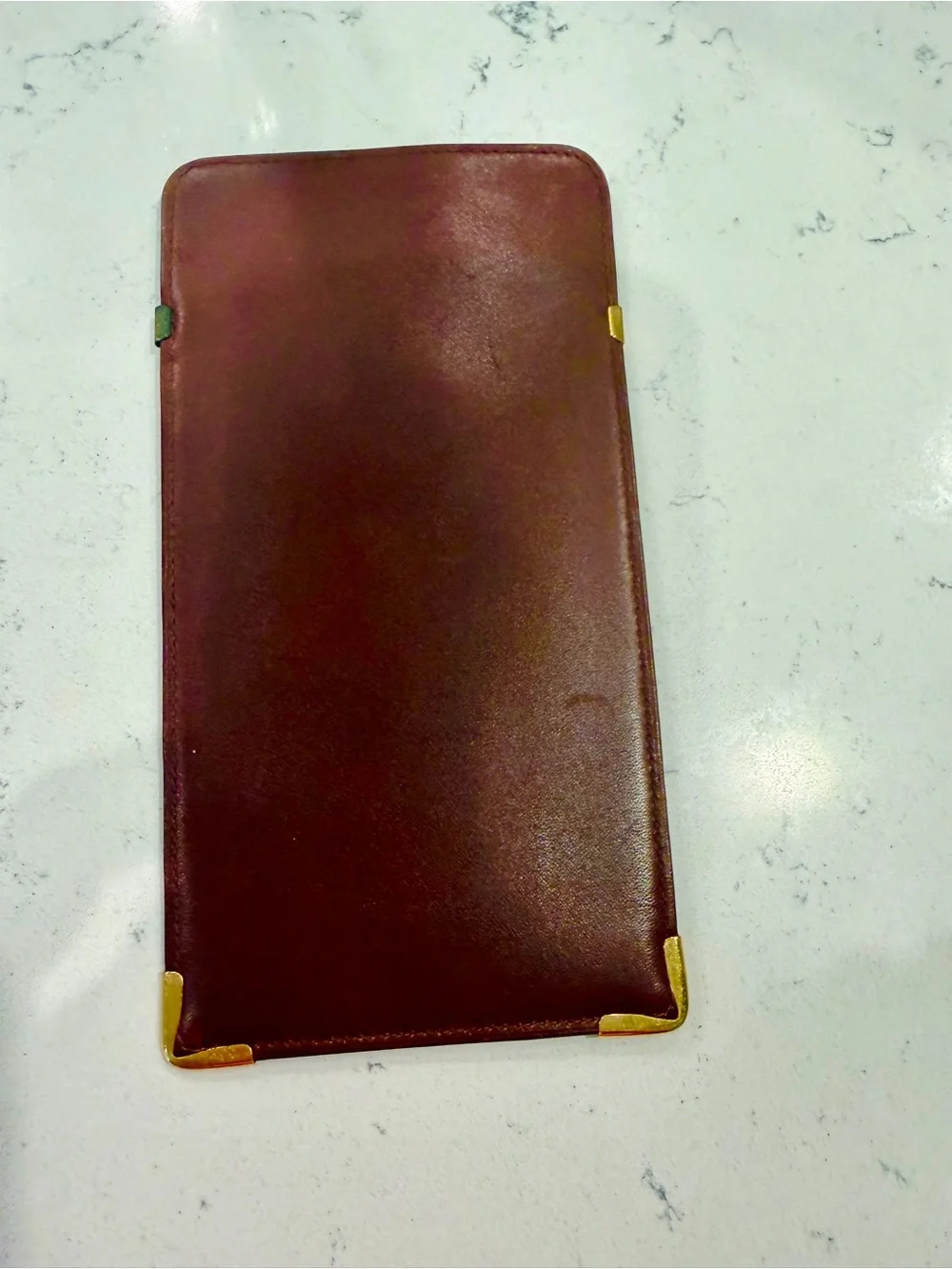 Cartier Vintage Embossed Leather Eyeglass Case with Gold Corner